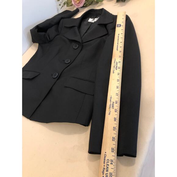 Le Suit Women Blazer 10P Black Lapel Notch Collar 3 Buttons Closure Long Sleeve - Picture 7 of 8